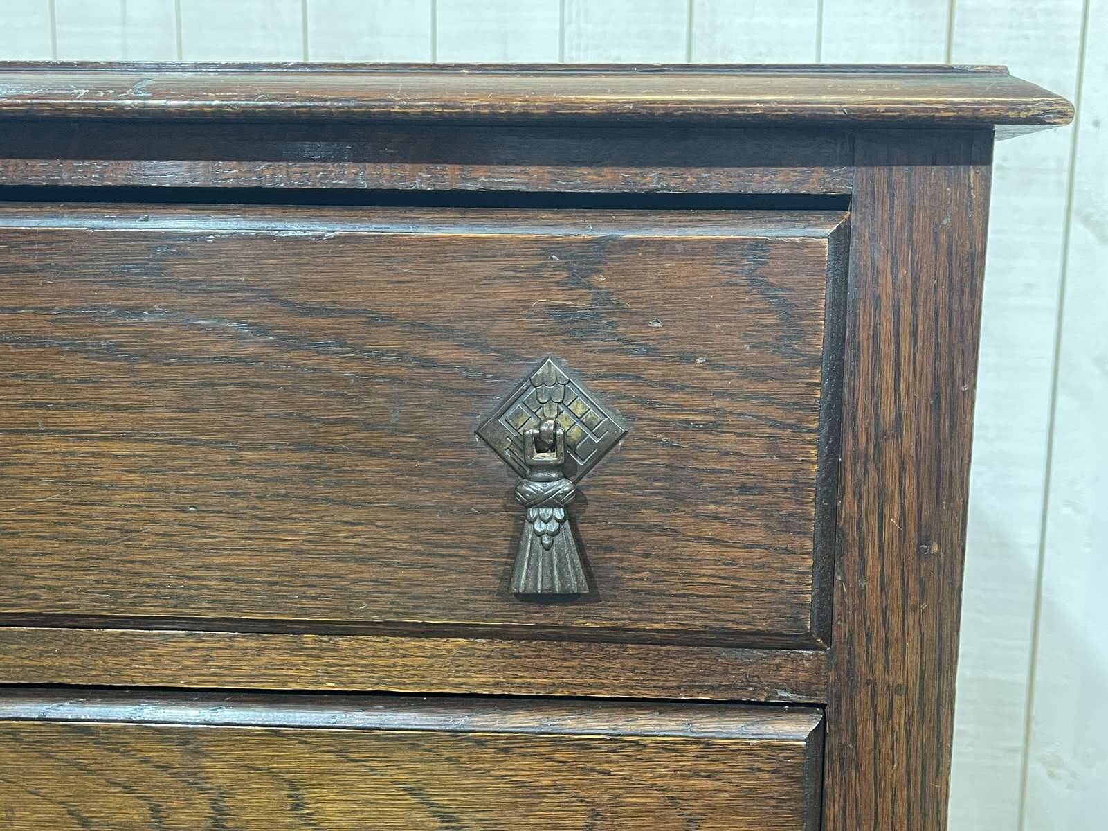 1930s English oak chest of drawers