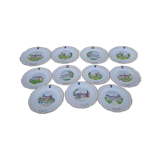 11 plates of earthenware from Gien model Châteaux de la Loire ar 22 cmmoiries diam