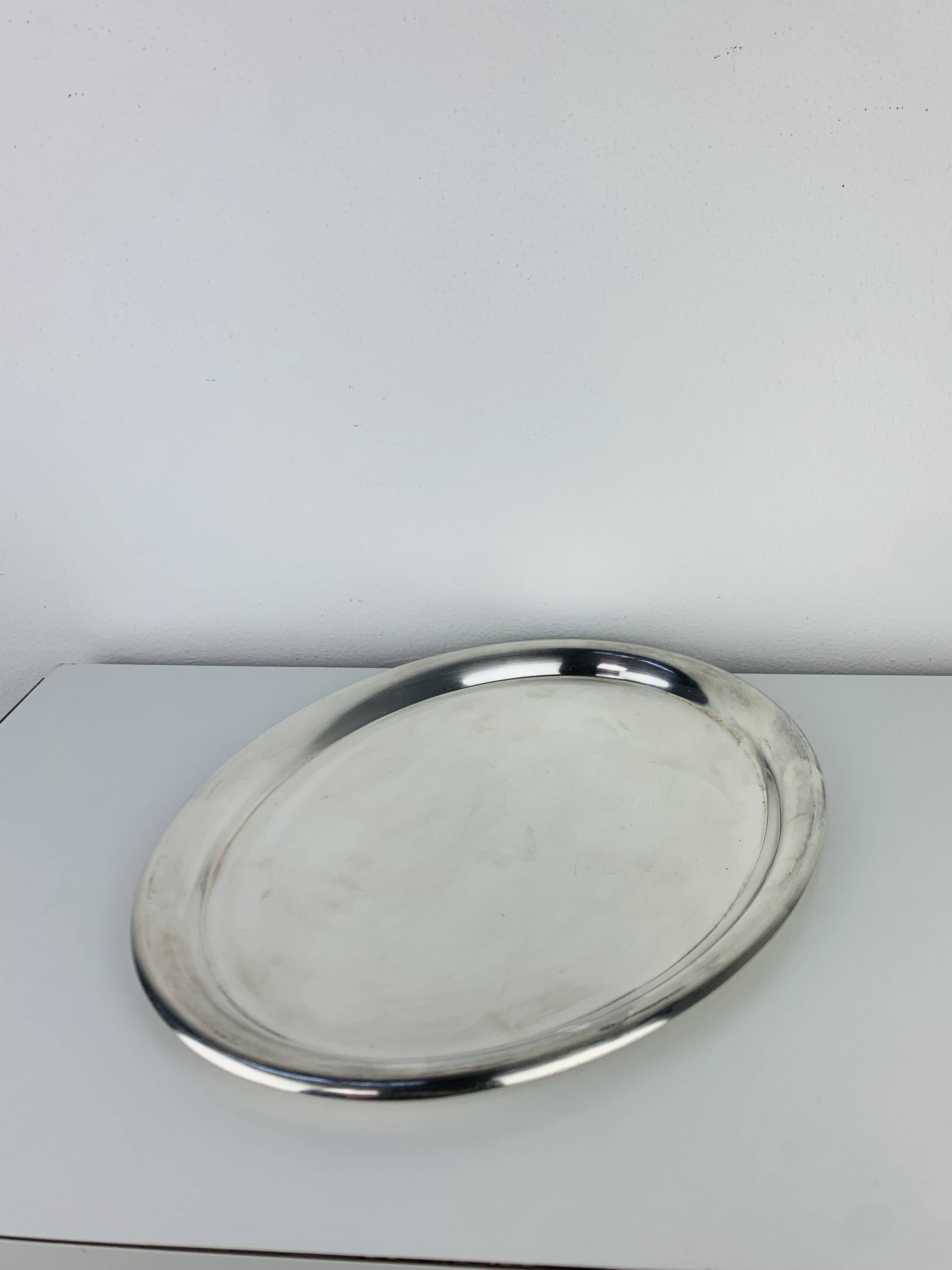 Vintage oval silver-plated tray