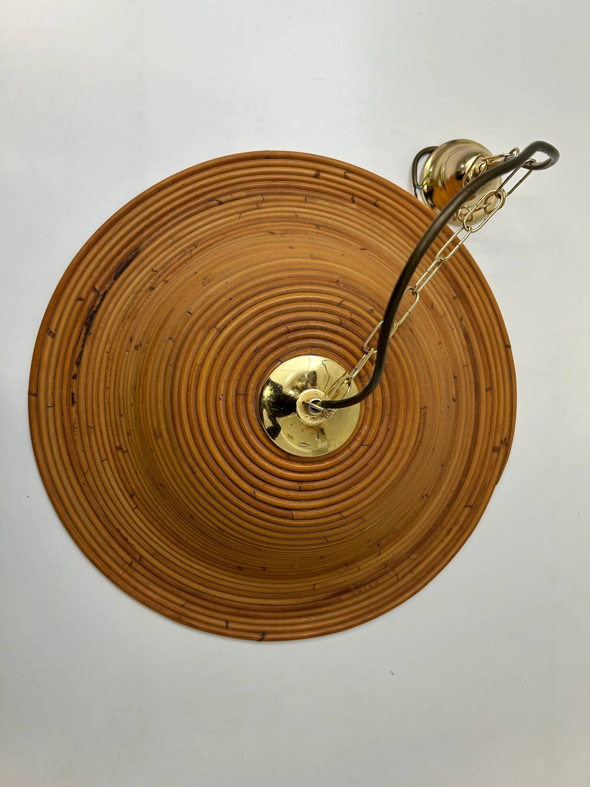 Bell-shaped reed suspension, in the style of Vivai Del Sud, Italy, 1960s.