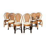 Ensemble de 6 chaises rotin et cannage vintage