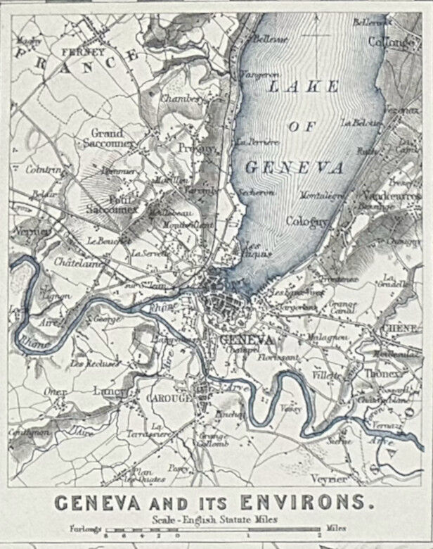 Antique Map Switzerland c1869 Keith Johnston Royal Atlas Hand coloured map