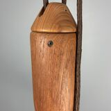 Teak And Linen Umbrella Counter Balance Pendant By Domus, 1970s
