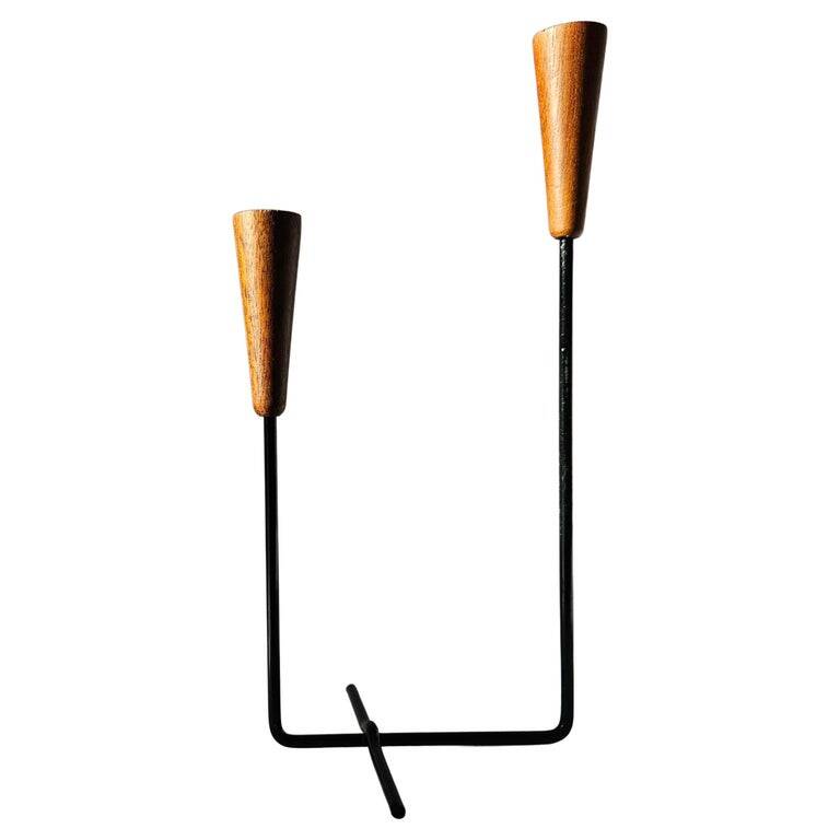 Rare teak and metal candle holder from the mid-century, Denmark, 1960s