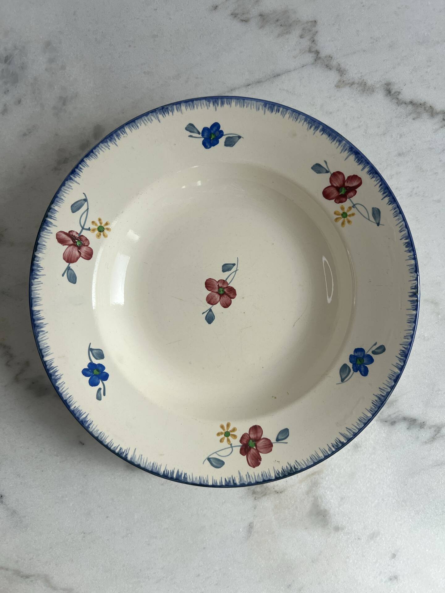 Mary-Lou hand-painted deep plate Digoin Sarreguemines