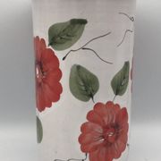 Vase, vintage glazed terracotta pottery, with signed floral decoration