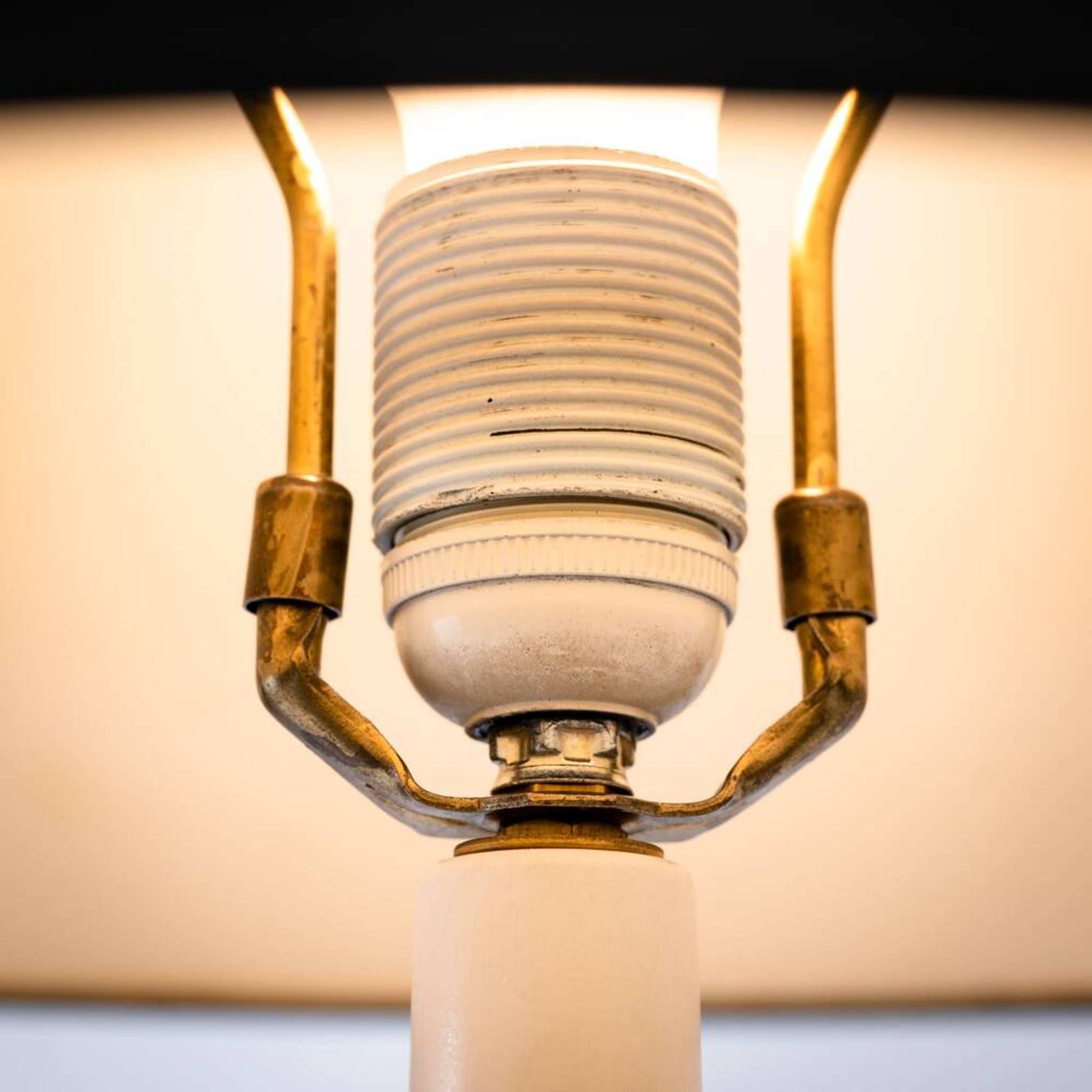 Lampe de table en céramique italienne Bitossi noir blanc grande