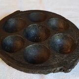Old stone dish for cooking eggs / ideal in decoration for floating candles - underside