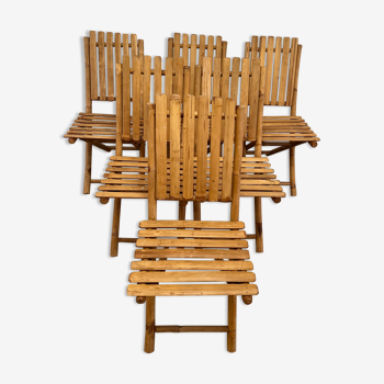 Suite of 6 folding bamboo chairs