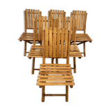 Suite of 6 folding bamboo chairs
