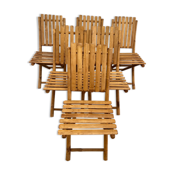 Suite of 6 folding bamboo chairs
