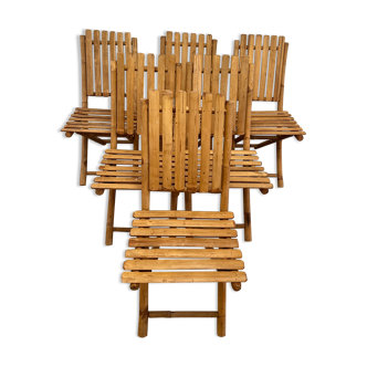 Suite of 6 folding bamboo chairs