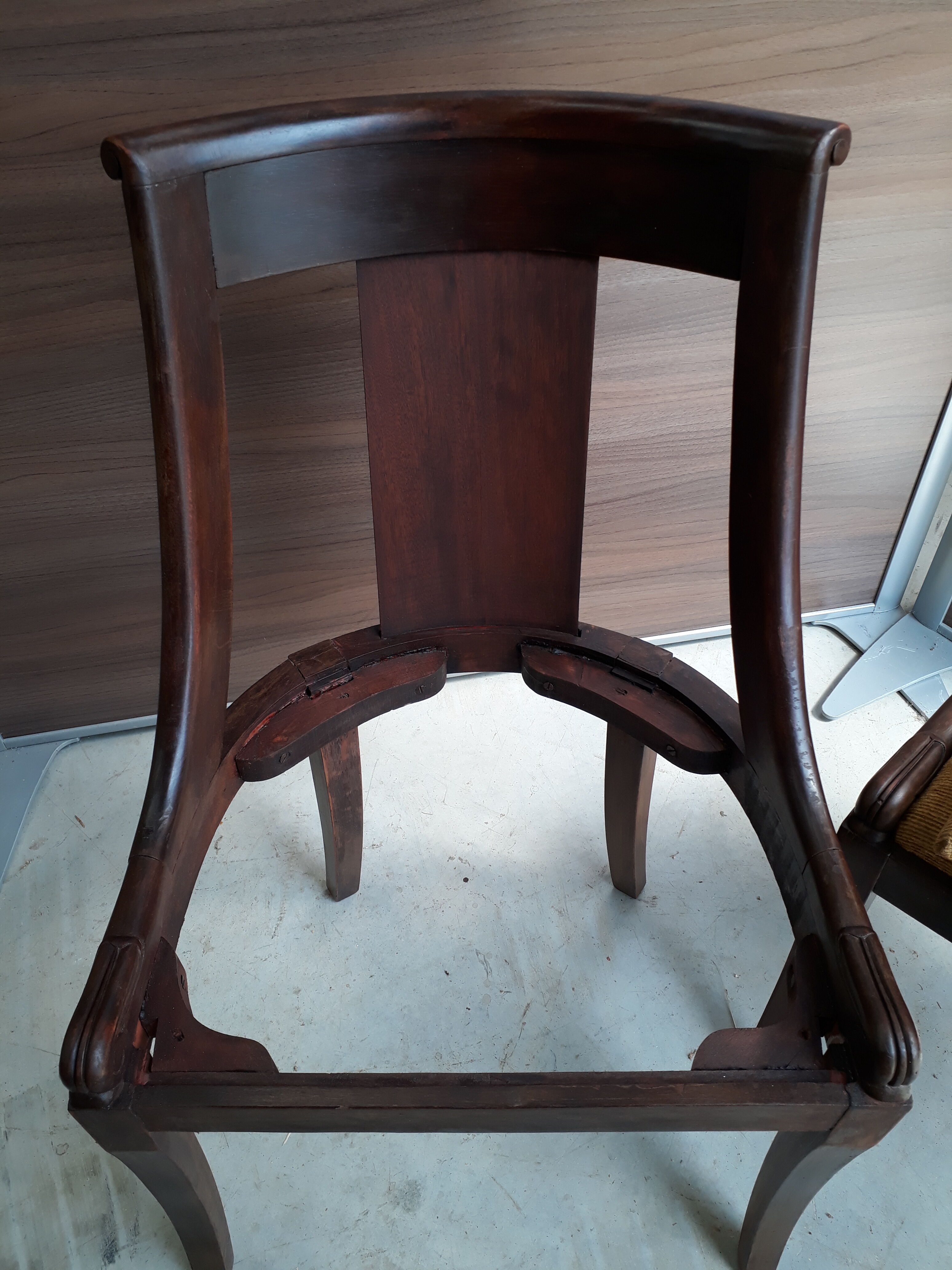 Empire style antique gondola chairs