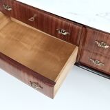Commode en noyer noir, fabriquée par Dassi, avec plateau en marbre de Carrare, Italie