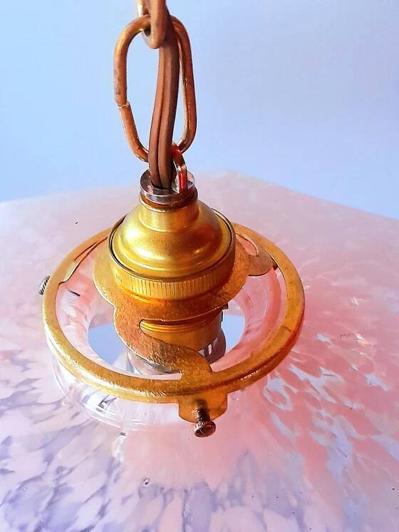 Art Deco glass pendant from Clichy in pink