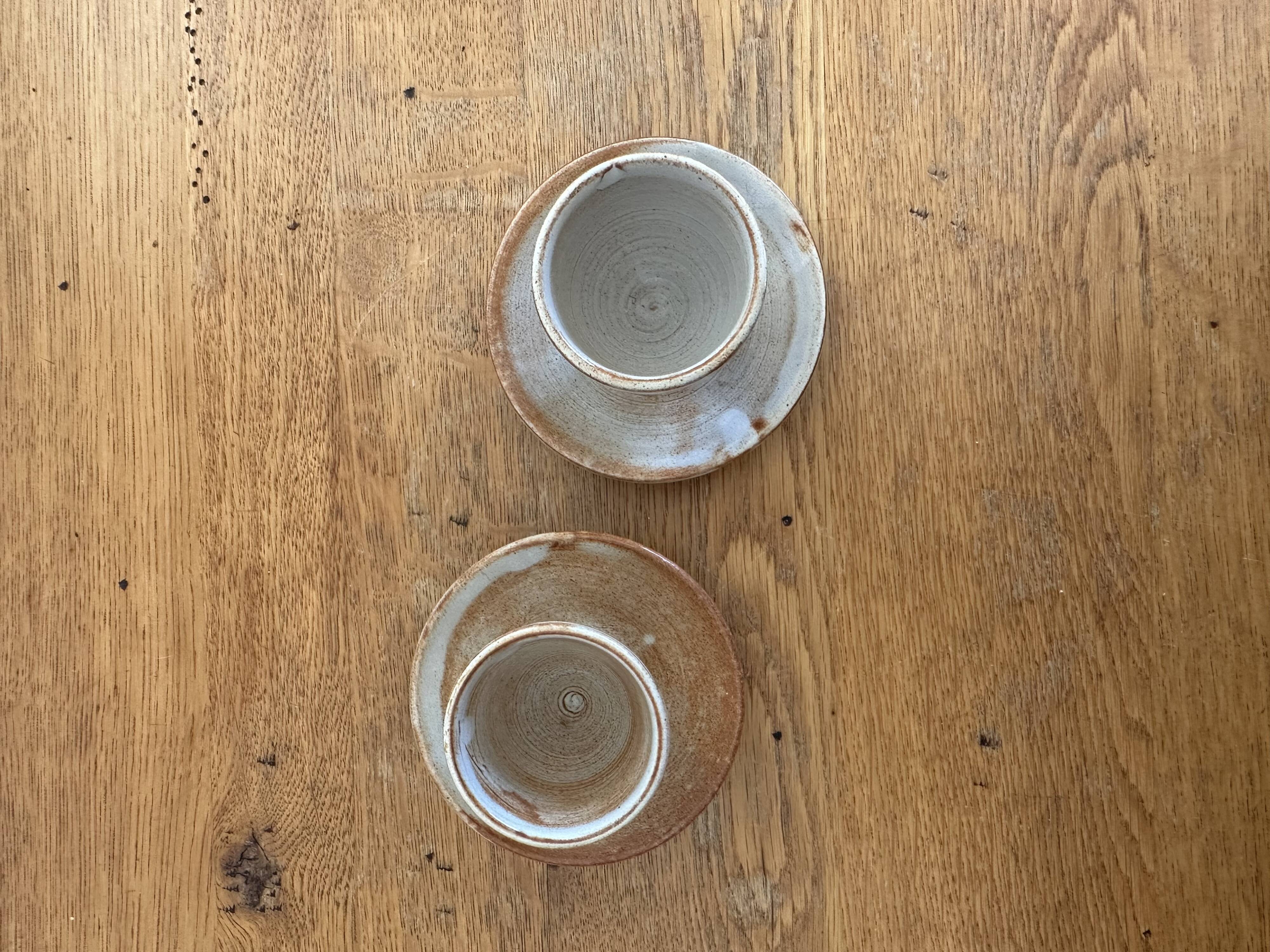 2 egg cups with saucers - Vallauris Mello Frères