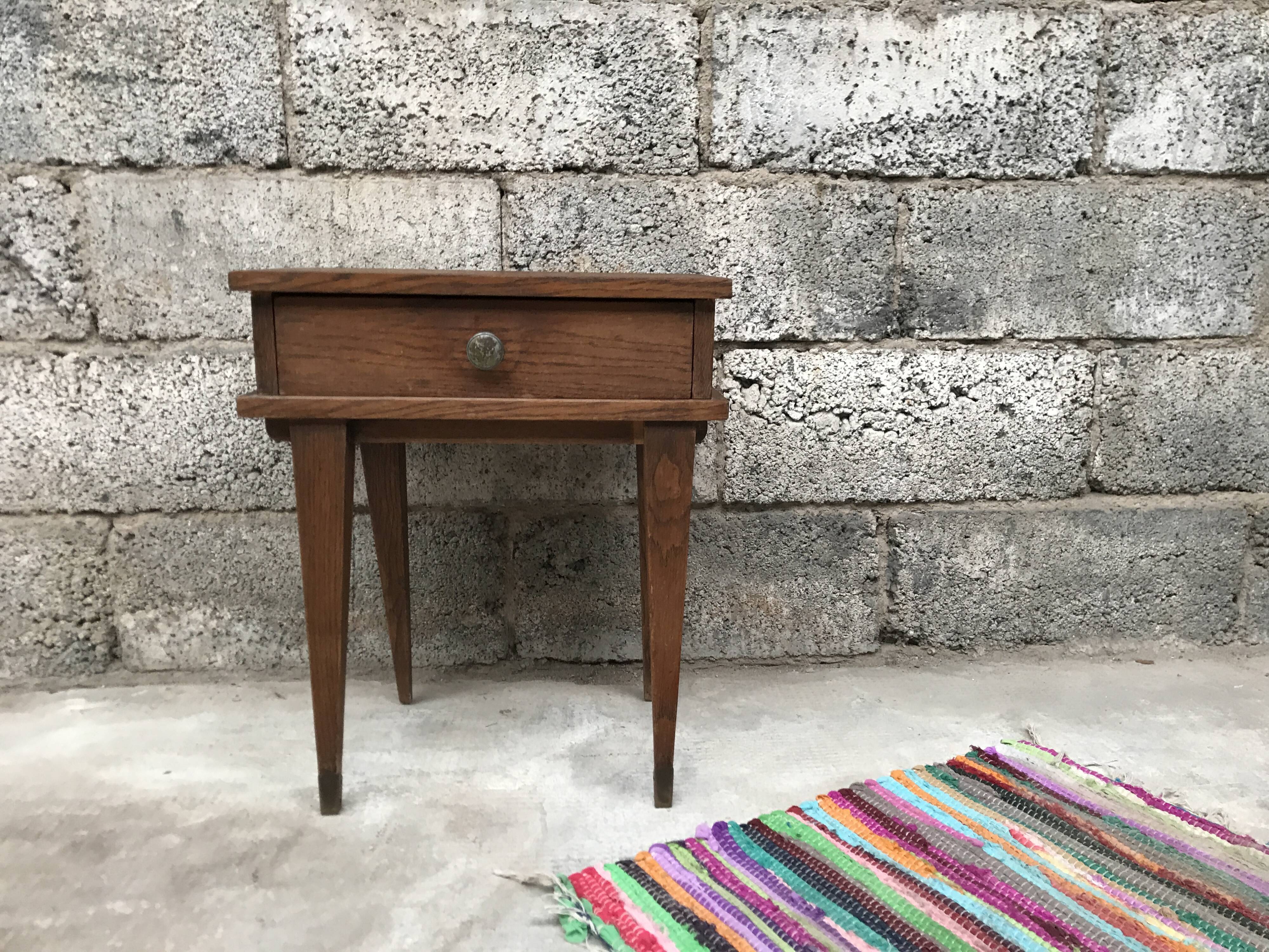 Bedside bedside table end of vintage 1950 vintage sofa - oak - retro bedside