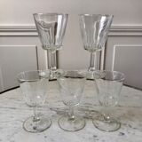 Set of 5 small crystalline glass wine glasses 50-60s