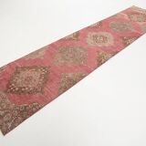 3x13 Red & Pink Vintage Runner Rug, 91x399Cm