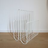 Vintage White Metal Magazine Rack