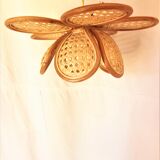 3 hanging lamps in rattan 1980s, rattan and braiding