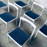 Belgian White Dining Chair, 1970s, Set of 9