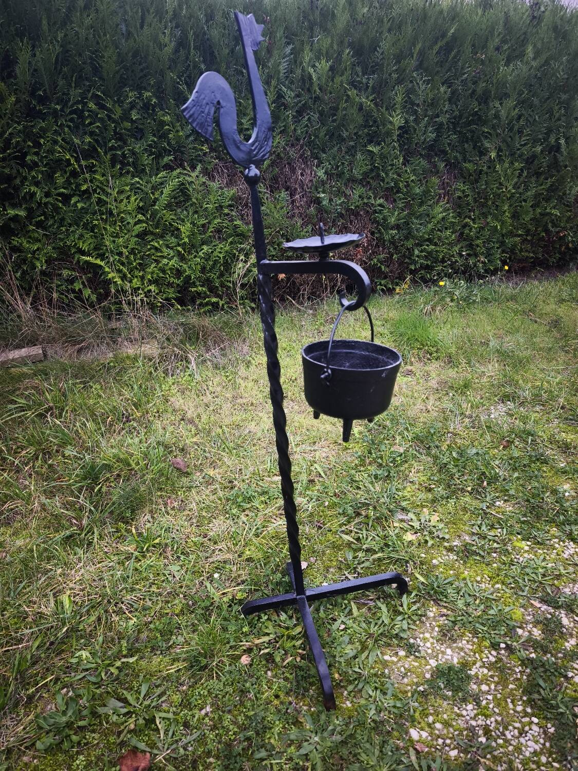 Wrought iron decoration rooster candlestick and plant holder