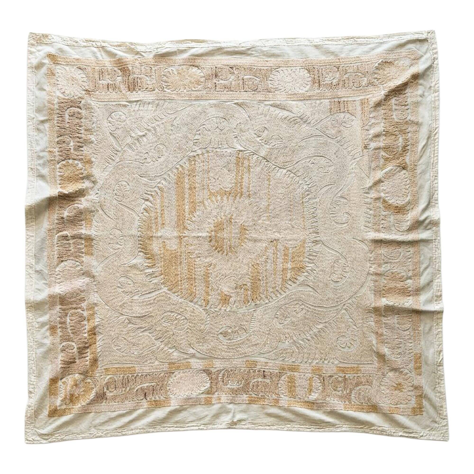 Vintage hand-embroidered tablecloth 144x147 cm