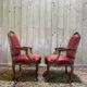 Paire de fauteuils cabriolets de style Louis XVI soie Rouge