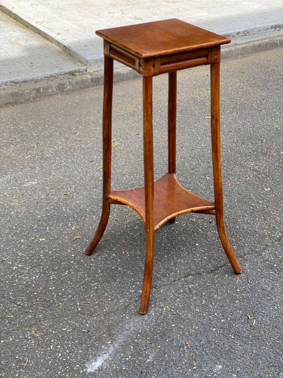 Vintage Art Nouveau shelf in solid wood and bamboo Maugrion Fran