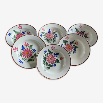 Assiettes terre de fer motif Floral St-Amand