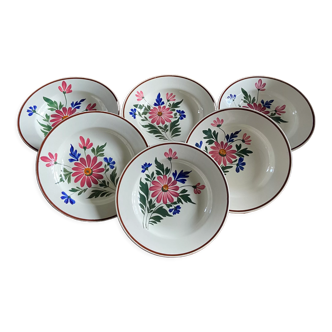 Assiettes terre de fer motif Floral St-Amand