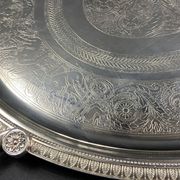 Very large silver metal serving tray christofle malmaison model