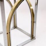 Round Brass and Steel Dining Table by Romeo Rega with Glass Top