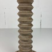 Wabi sabi brutalist wood turned table lamp in the style of Charles Dudouyt