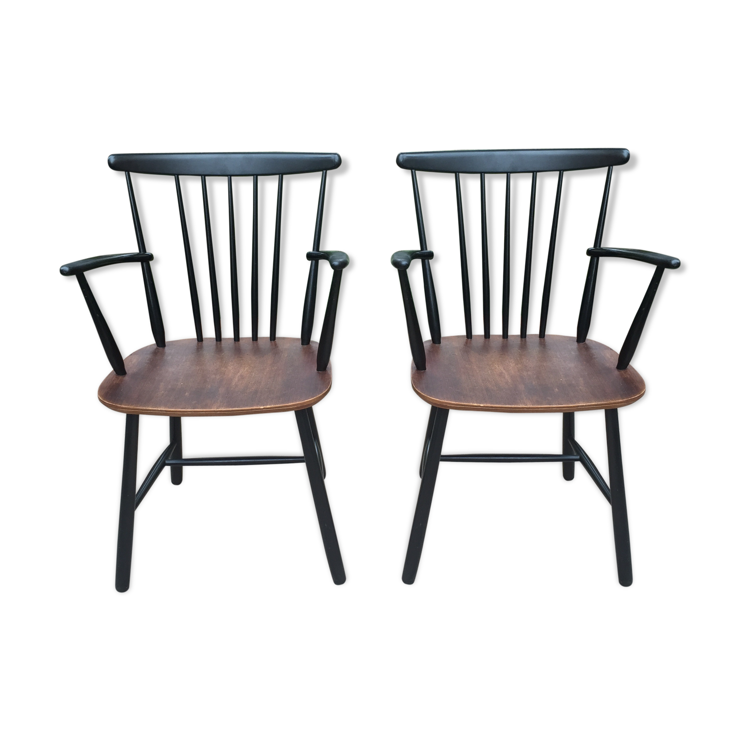 Pair of old wood armchairs