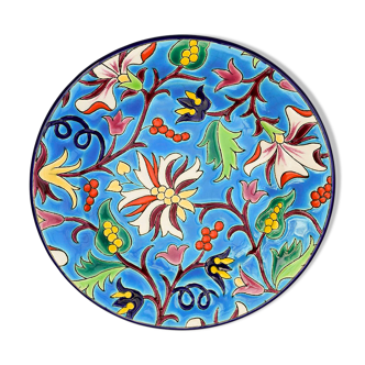 Assiette collection Longwy bleu et fleurs