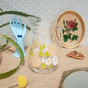 Carafe patterns flowers in glass -vintage