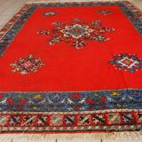 Tapis vintage fait main Berbère en laine rouge éclatant (170cm x 240cm)