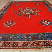Tapis vintage fait main Berbère en laine rouge éclatant (170cm x 240cm)