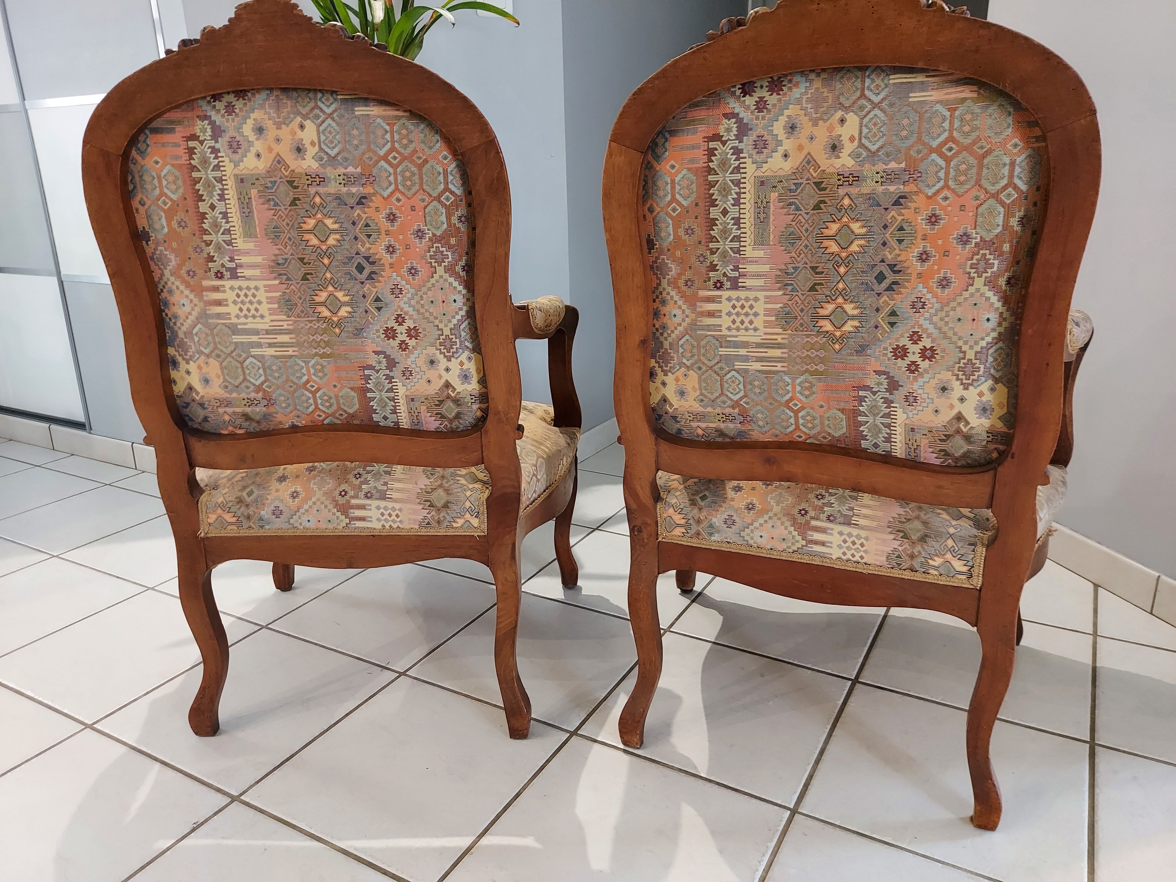 Pair of Louis XV rocaille armchairs