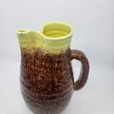 Pichet Pottery from Accolay in glazed ceramic, Brown and Yellow, France 1970.
