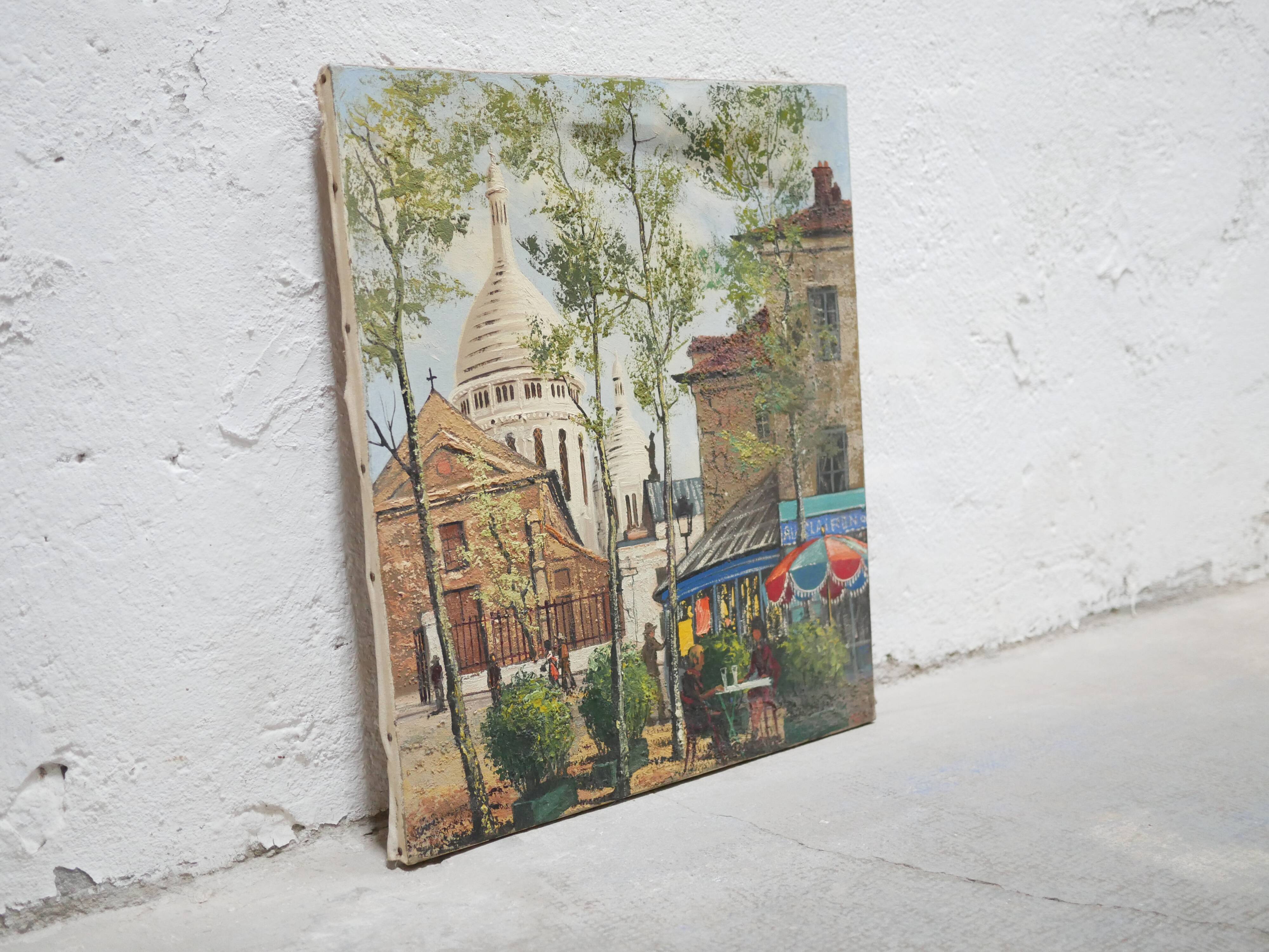 Old painting painting on canvas Montmartre, Paris