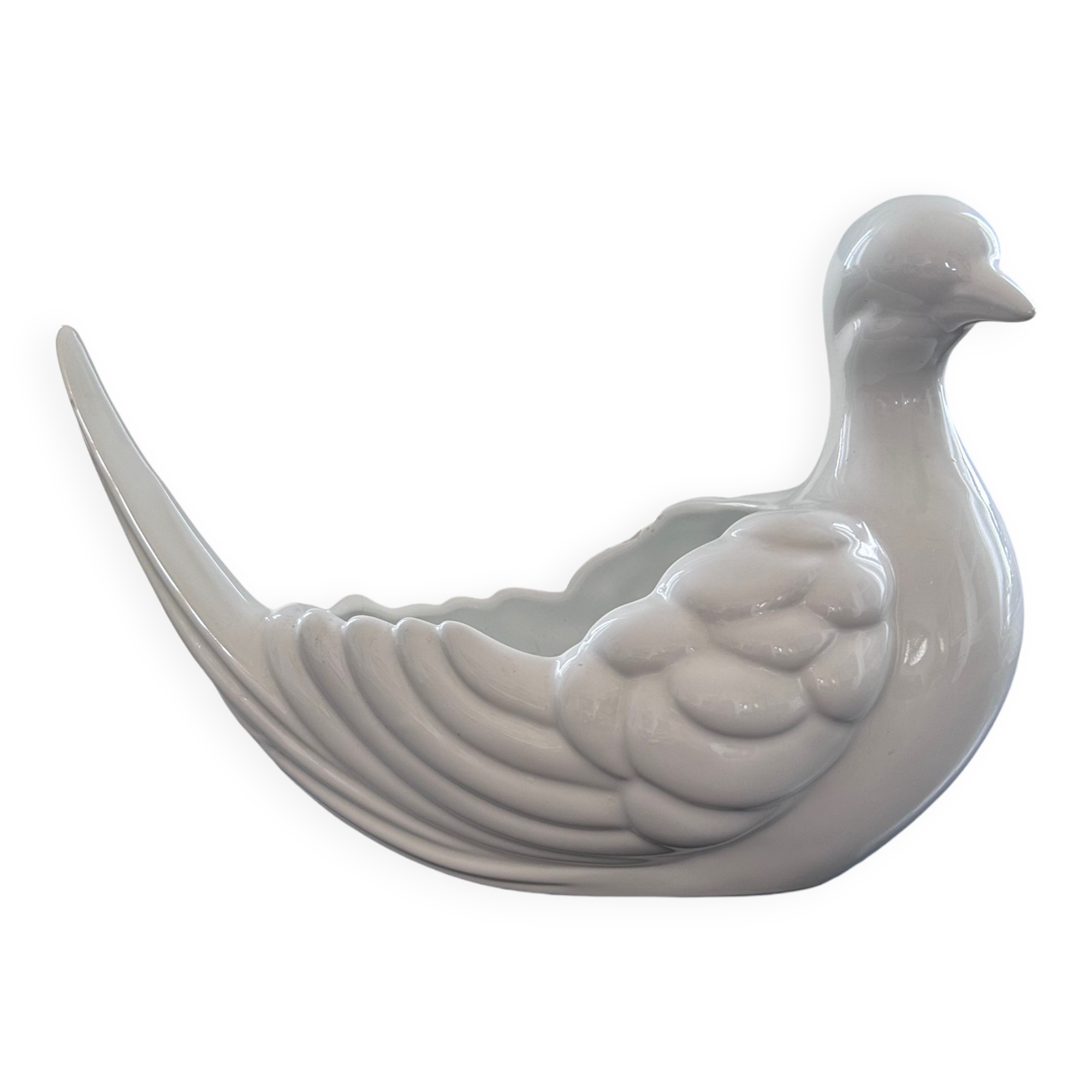 Large white bird cache pot