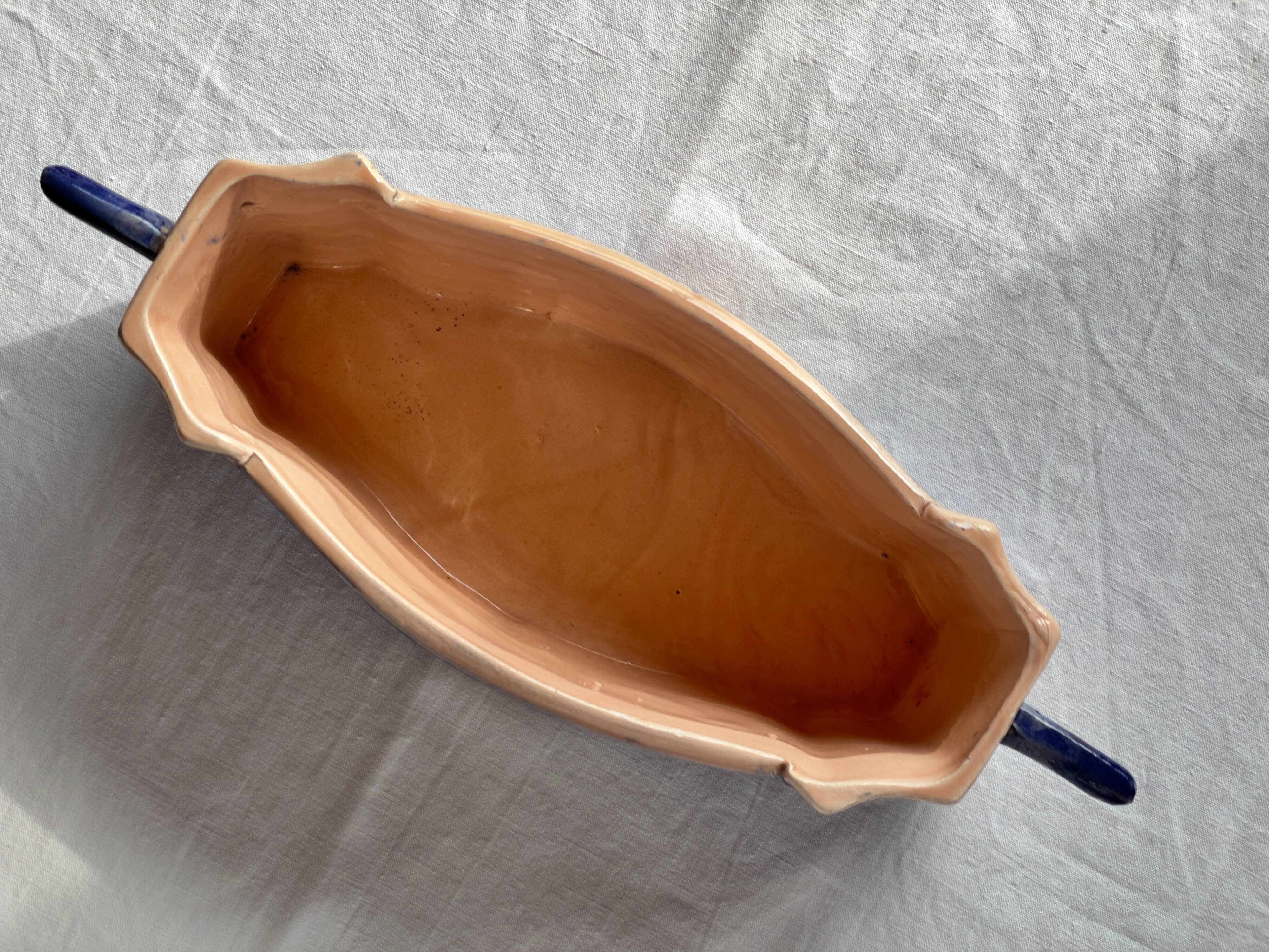 Art Deco ceramic planter or flower pot in polychrome slip 1920