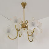 Mid-century Glass Chandelier,1970's.