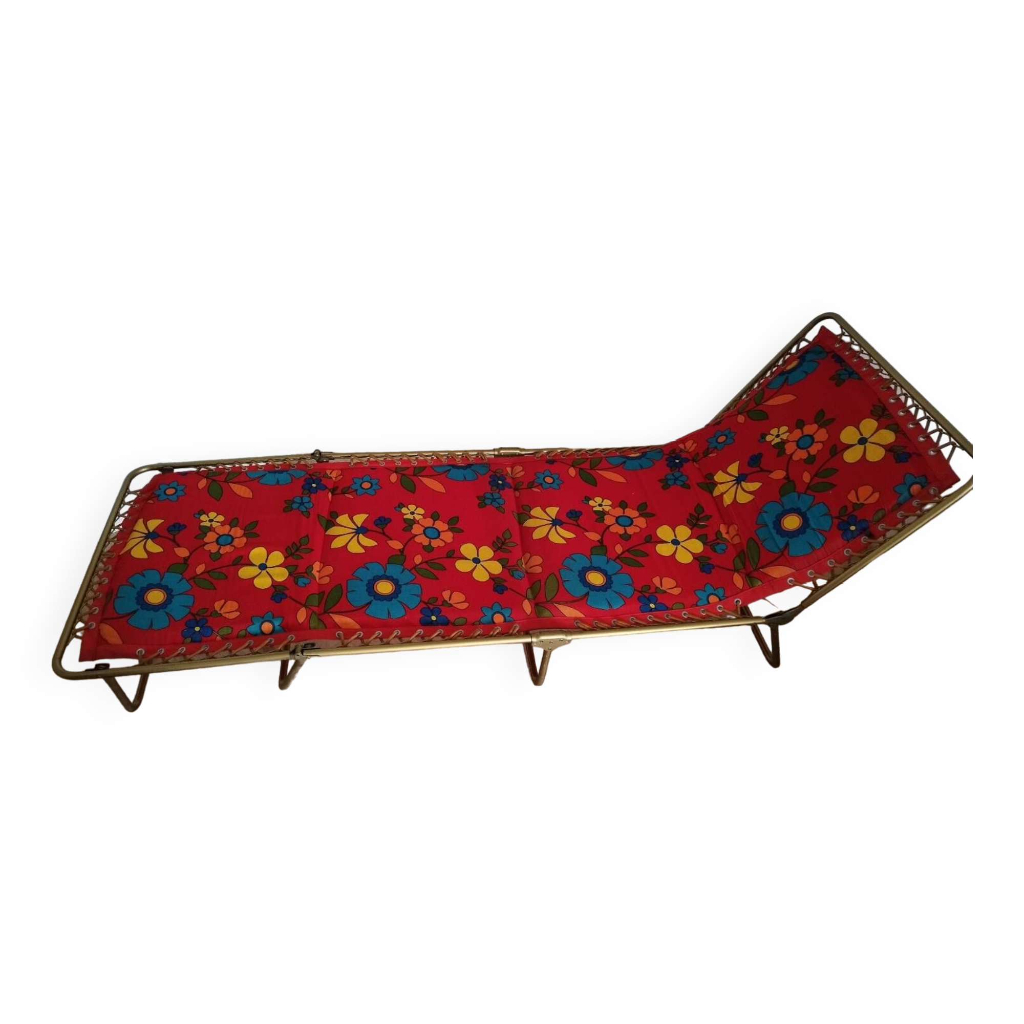 Deckchair deck chair Lafuma camp bed with flowers