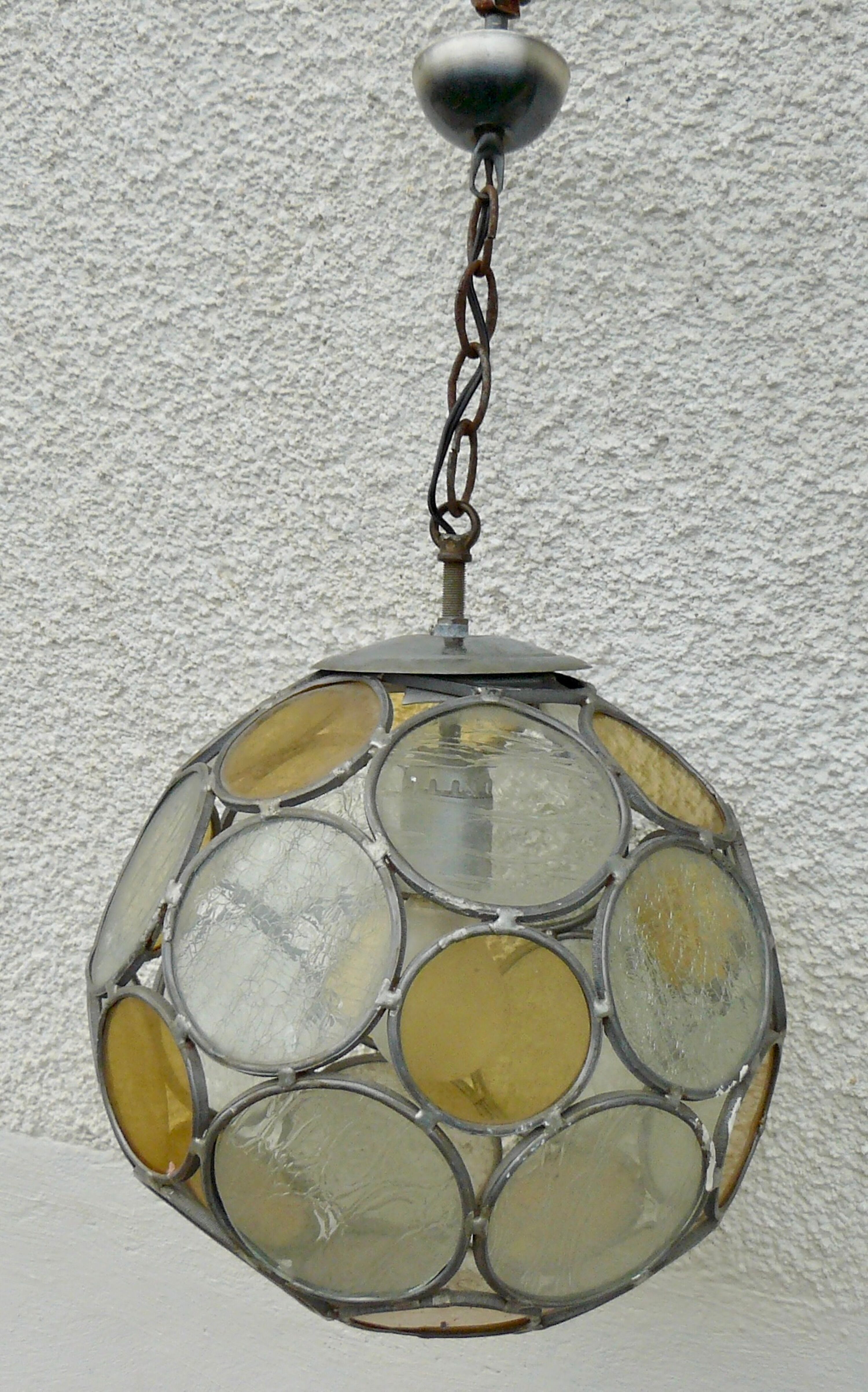 Suspension globe vitrail vintage 1970-80