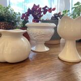 3 vases, white ceramic planters