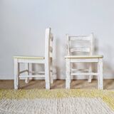 Vintage children's chair pair – White patinated wood